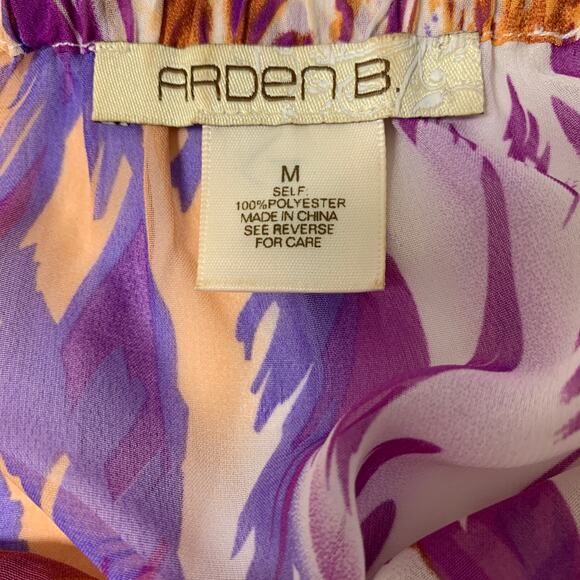 ARDEN B Orange Purple Leopard Print Off the Shoulder Short Sleeve Blouse Medium - Picture 3 of 8